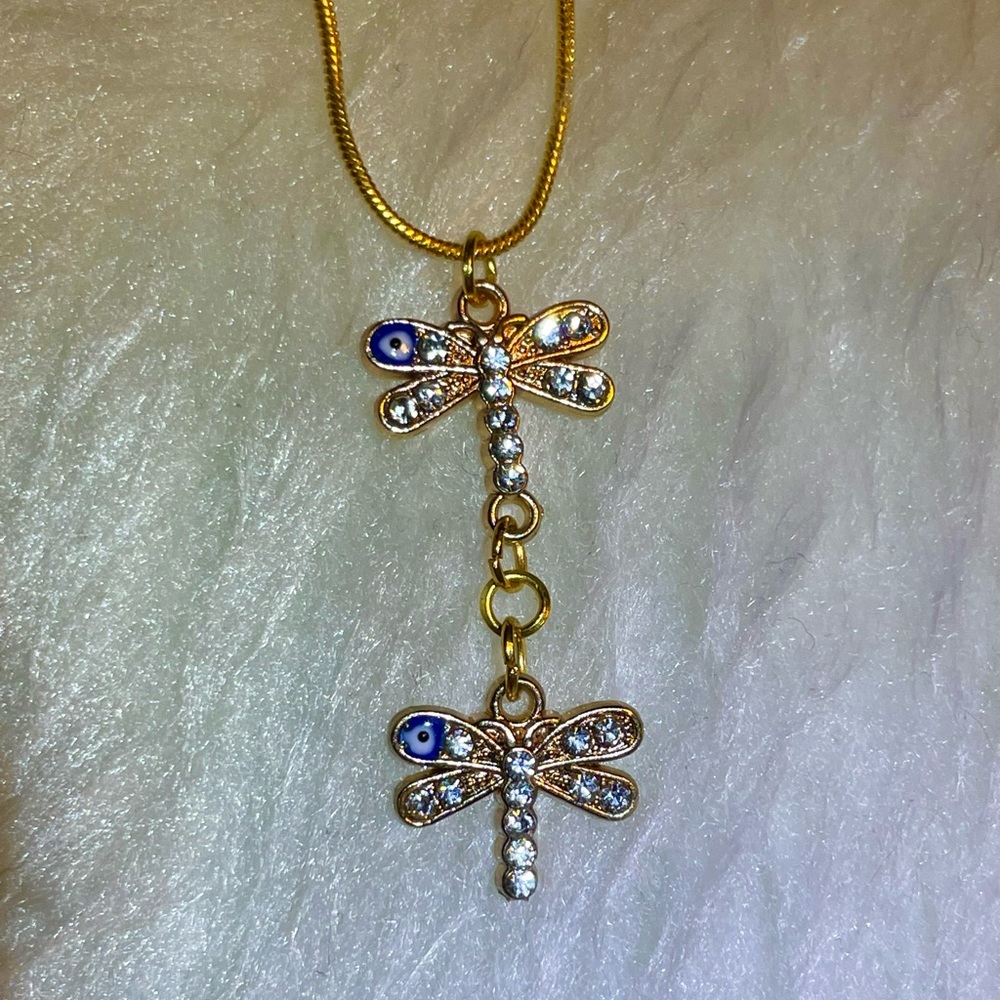 Gold Dragonfly Necklace
